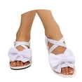 thumbnail image 3 of AUDeals Women’s Ankle Strap Bowknot Flat Sandals Open Toe Dressy Slip On Summer Beach Holiday Casual Shoes (White, 6.5), 3 of 7
