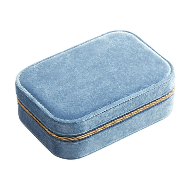 Caja de almacenamiento de joyas, vitrina de joyas de múltiples capas, exhibición de joyas de gran capacidad azul