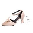 thumbnail image 6 of hoksml Women's Flock Bow Ankle Strap Heel Pumps, Pointed Toe Block Heel Shoes for Office and Party Wear, 6 of 9