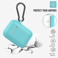 thumbnail image 2 of Coffea Protective Silicone Case with Keychain for IBAOLEA AirPods 2 (Black) Biscay Green, 2 of 7