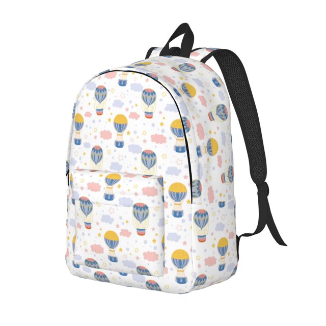 Disketp Hot Air Balloon Mochila de Lona Estampada, Mochila Escolar de Viaje Ligera para Estudiantes y Portátil-Medium