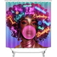 thumbnail image 2 of 4PCS African American Black Girl Shower Curtain Sets with Rugs, Waterproof Fabric Shower Curtain, Fantasy Galaxy Purple Butterfly Positive Inspirational Quotes Afro Black Woman Bathroom Decor, 2 of 7