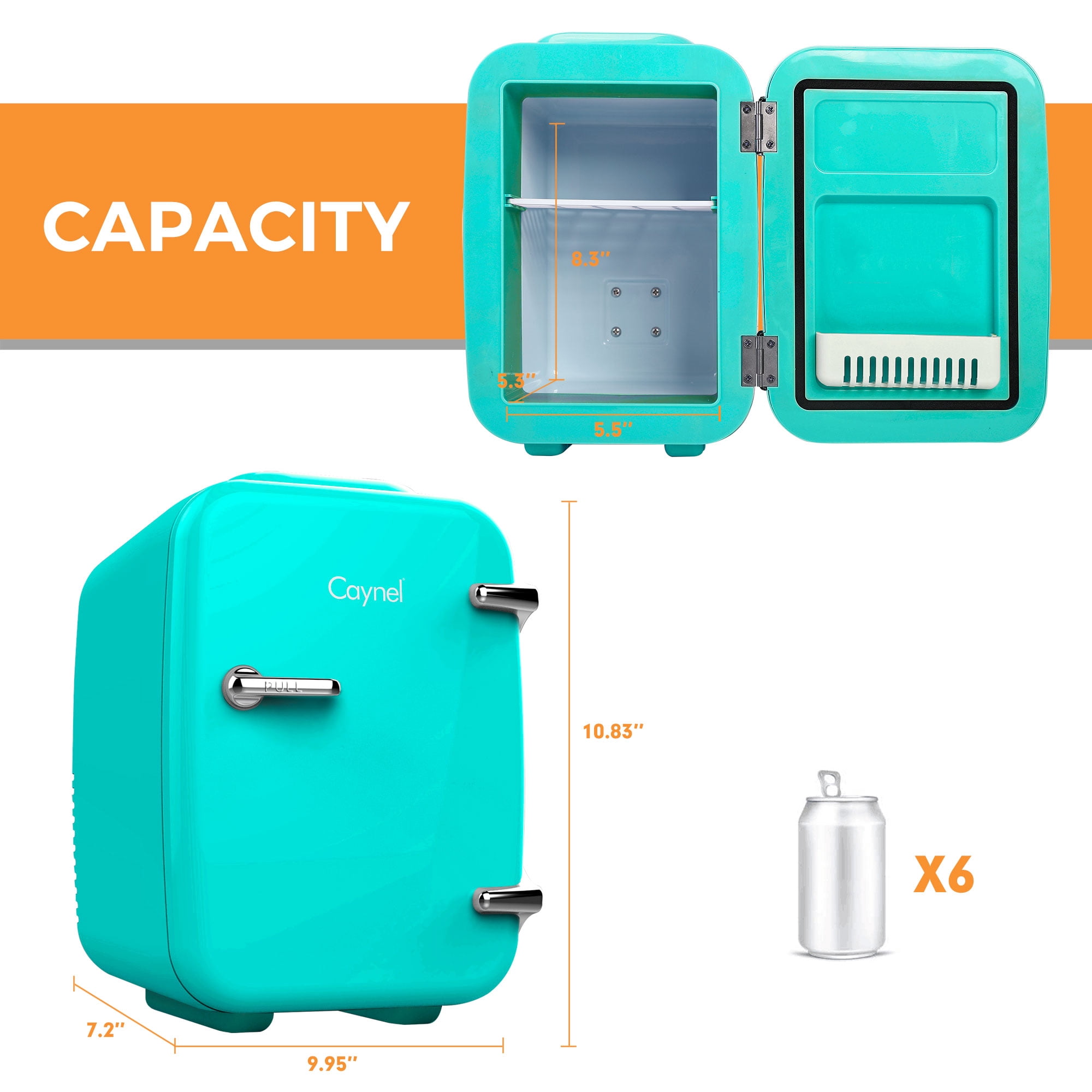 Caynel 4L Portable Eco-Friendly Thermoelectric Mini Fridge Teal, 459 lb, 110 V