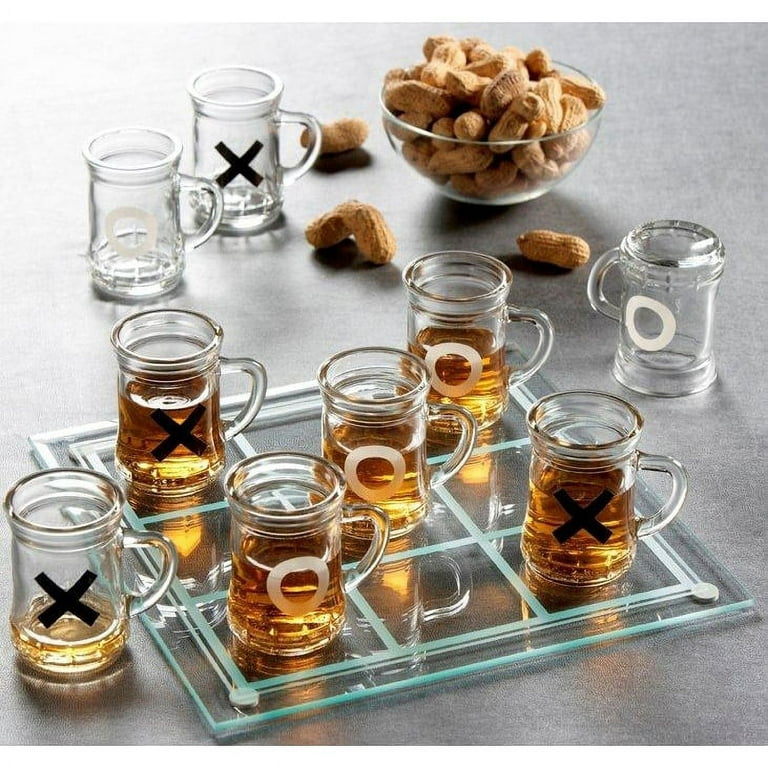 Tic Tac Toe Valentines Day Beer Can Glass Be Happy X's and O's