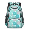thumbnail image 2 of Geometric Flower and Dahlia Blue Backpack for School, Cute School Bag with Adjustable Shoulder Straps and Padded Back, 16.9"x12.6"x5.9", 2 of 5