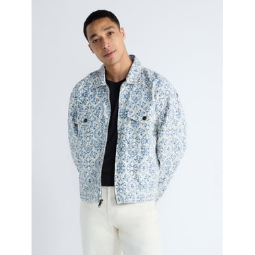 Free Assembly Men's Zip Front Floral Cotton Jacket, Sizes S-XL