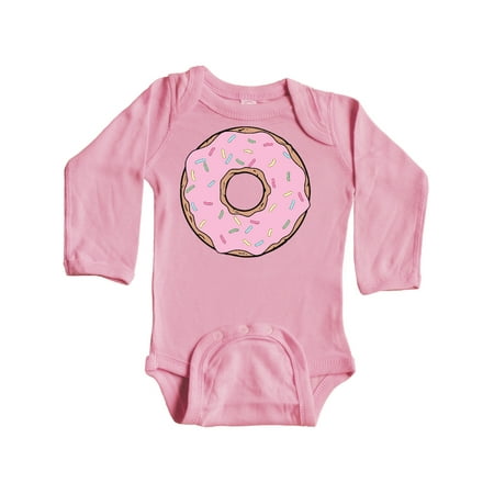 

Inktastic Pink Donut Donut With Colorful Sprinkles Frosting Gift Baby Boy or Baby Girl Long Sleeve Bodysuit
