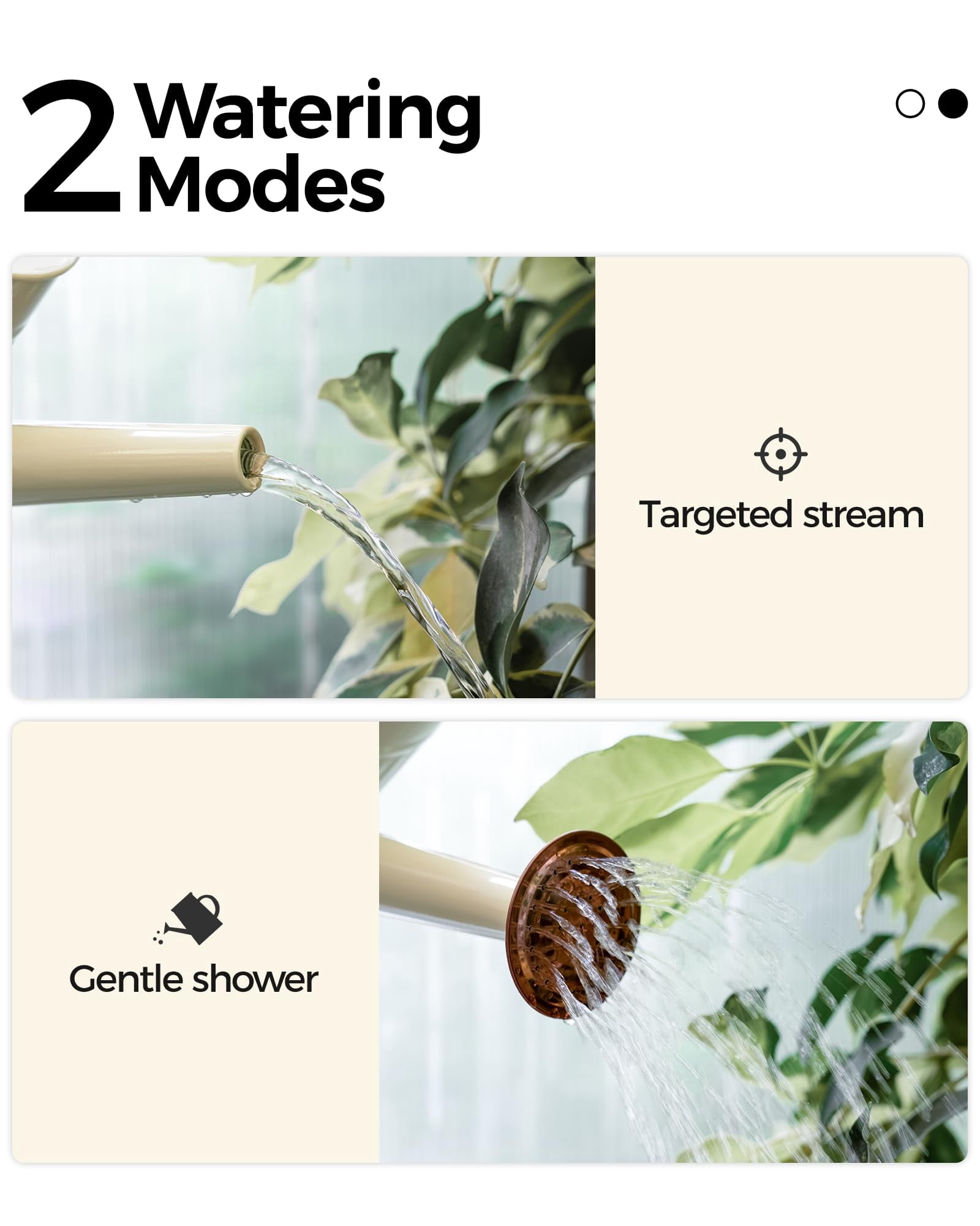Watering Can for Indoor Outdoor Plant Metal Watering Can with Removable Spout Embossd Design Plant Watering Devices Stainless Steel 1/2 Gallon Watering Cans Perfect Home - CREAMY WHITE