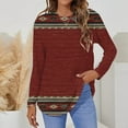 thumbnail image 2 of Camiseta de moda sexy informal para mujer, blusa estampada de manga larga con cuello redondo y fruncido Pompotops FGAJ7248, 2 of 5