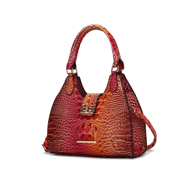 MKF Collection Ava Women's Tote Bag, Gradient Crocodile Vegan Leather Handbag Purse by Mia K - Coral Red