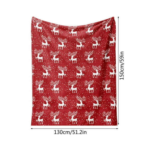 Linnome Holiday Patterned Flannel Blanket - Cozy Lightweight Throw for Lounging on Couch, Bed or Nap Time