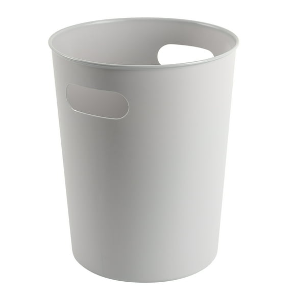 Mainstays Basic Plastic Wastebasket 2.64 Gallon Soft Silver Grey for Bathroom, Bedroom, Office