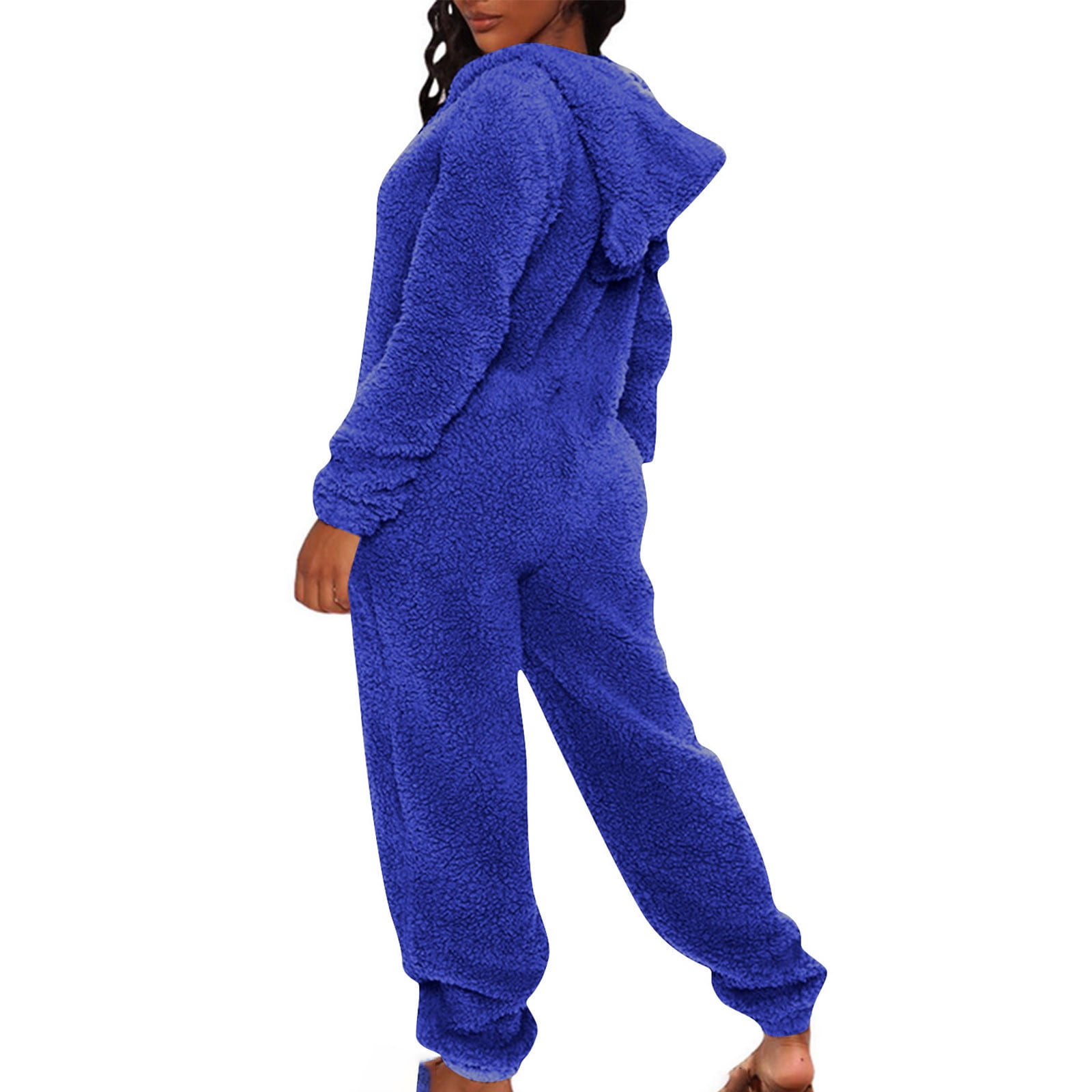 Cadancy Fleece Jumpsuit for Women Zip Up Hooded Sherpa Fuzzy Pajamas Long Sleeve One Piece Loungewear Winter Warm Flannel Onesie Outfits 2025