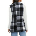 thumbnail image 5 of QQAMB Plaid Vest for Women Lapel Button Down Sleeveless Shacket Fall Winter Warm Long Jacket Outerwear Outwear Coat Dark Gray XL, 5 of 6
