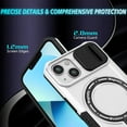 thumbnail image 4 of Case for iPhone 13, with Sliding Camera Cover, with Rotating Finger Ring Holder Magnetic Bracket Hybrid Hand Grip Protective Shockproof Phone Case Cover for iPhone 13 - White, 4 of 10