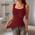 thumbnail image 7 of High Neck Tank Tops for Women Built In Bra High Neck Seamless Compression Top Breathable Plus Size Shapewear Babydoll Postpartum Body Shaper Wine XL, 7 of 7