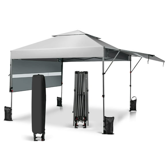 Costway 3x3m Pabellón Emergente Instantáneo Plegable para Exterior con Dos Mitades de Toldo Carpa Portátil Ajustable en Altura para Camping