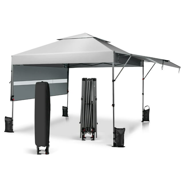 Costway 3x3m Pabellón Emergente Instantáneo Plegable para Exterior con Dos Mitades de Toldo Carpa Portátil Ajustable en Altura para Camping