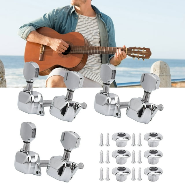 Metal Guitar Tuning Keys Set, Rusts Proof Tuning Pegs, Quick String Tuners with 3L3R Heads, Exquisite Appearance, Easy Installation for Acoustic or Electric Guitar