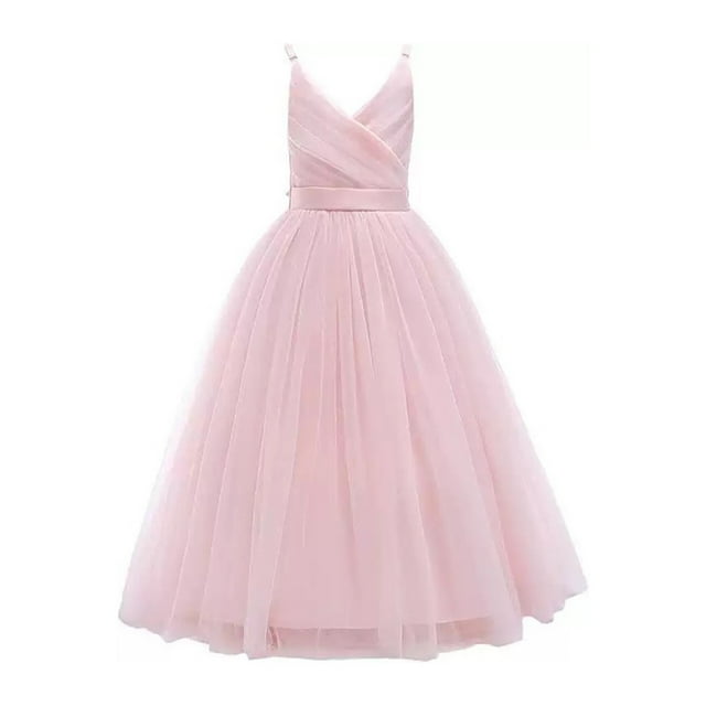 Robes pour Filles, Robe de Princesse Sans Manches en Dentelle, Robe d'Anniversaire pour Enfants, Rose Clair 3 Ans-4 Ans