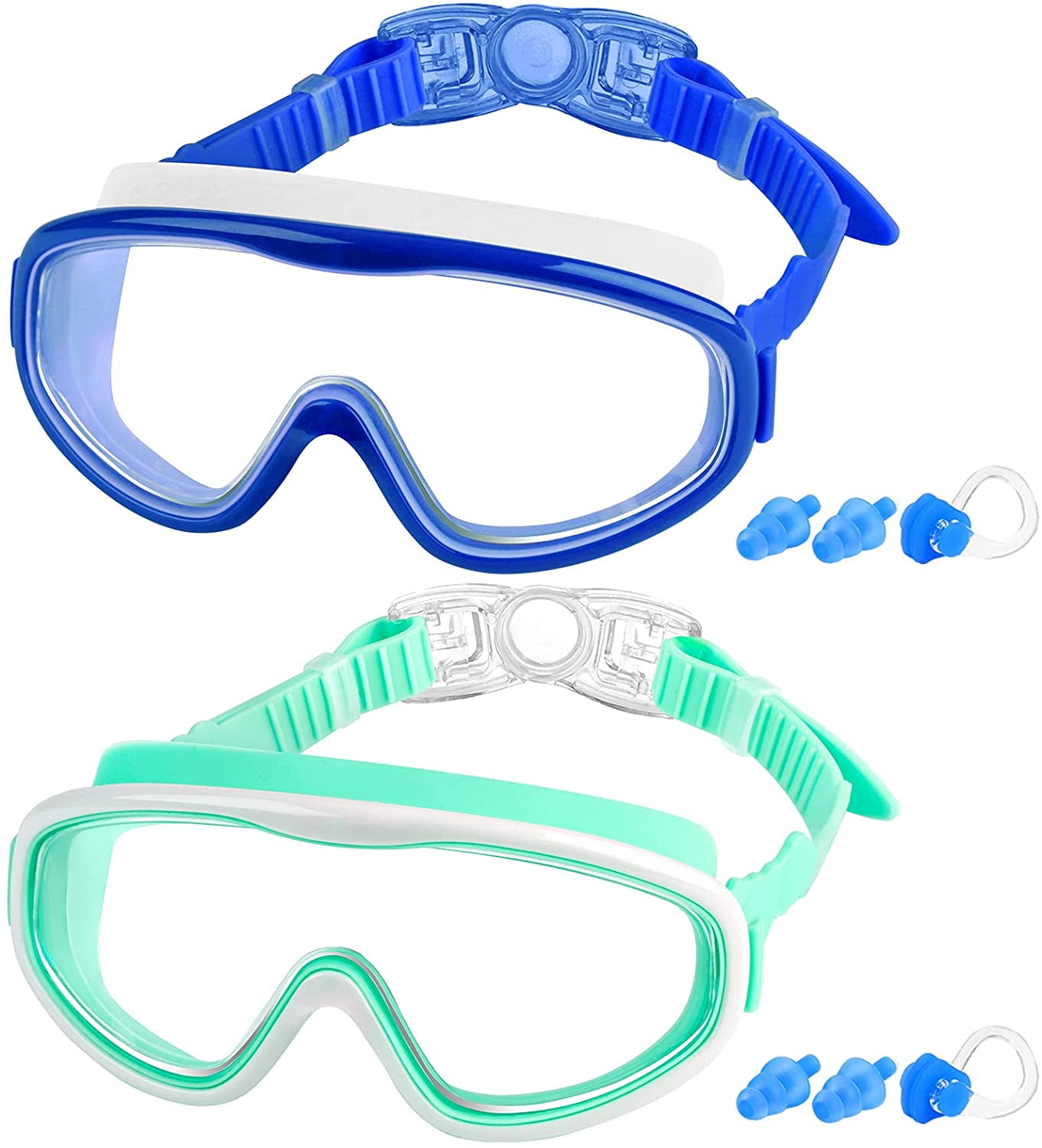 Swim Glasses No Leaking Waterproof COOLOO Kids Swim Goggles Anti-Fog 2-Pack Wide Vision Swimming Goggles for Children Toddler and Early Teens from 4 to 15 Years Old 