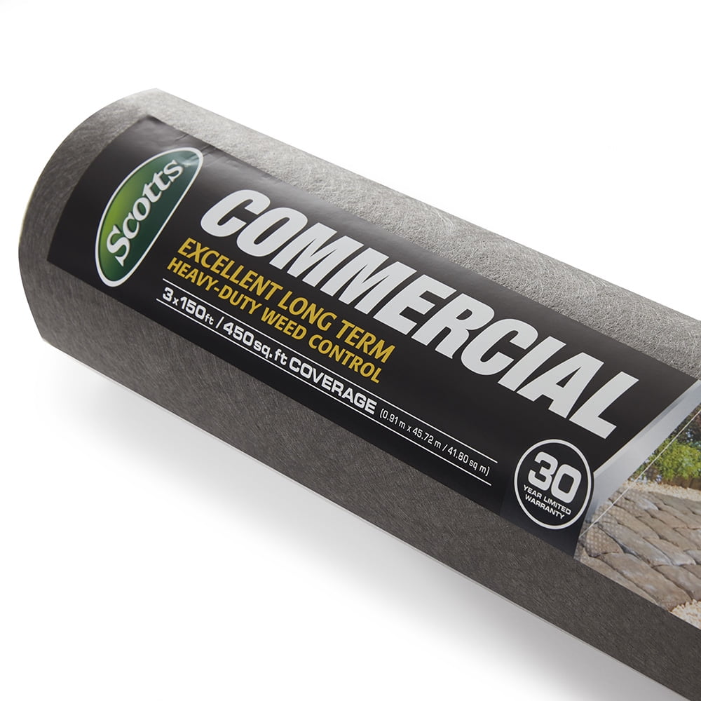 Scotts Commercial Weed Barrier Fabric 3' x 150', Polyester, Black, 3 feet Wide and 150 feet Long