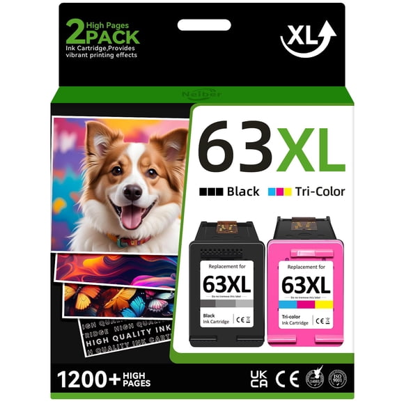 Cartucho de tinta Neiber 63XL negro y tricolor, paquete de 2 unidades HP 3830