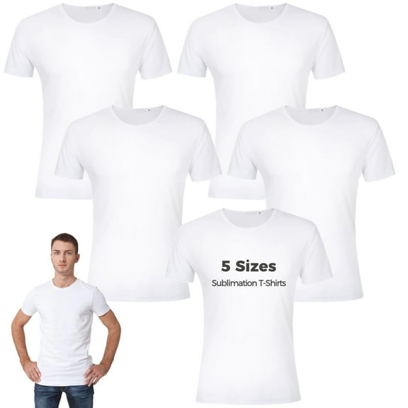 5 PCS Sublimation Blank T-Shirts, Unisex Modal Cotton Shirts, Crew-Neck Short Sleeve Shirts for Men Women