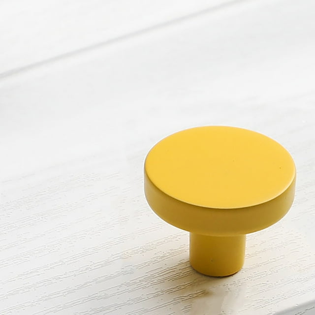 Cyenie Poignées de Porte de Garde-Robe Minimalistes Jaunes, Boutons d'Armoire Boutons Ronds pour Armoires et Commodes Trou Unique Alliage Moderne Diamètre 1,22 Po Hauteur 0,83 Po, Jaune