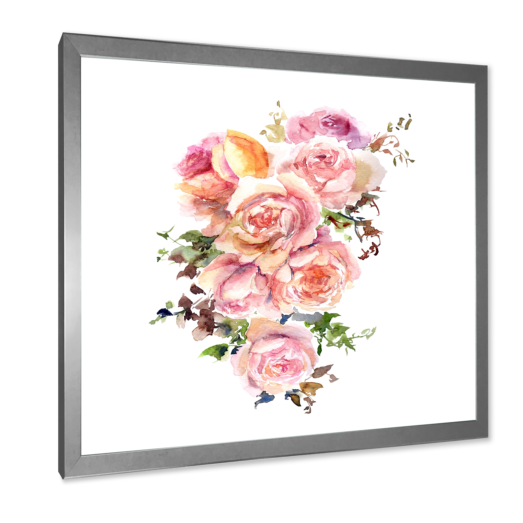 Designart 'Bouquet Of Pink Roses Flowers' Traditional Framed Art Print
