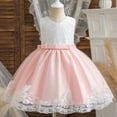 thumbnail image 4 of Girls' Dresses 3-4 Years A-Line Child Pageant Party Bow Knot Lace Sleeveless Gown Fit & Flare Pink Princess Dress, 4 of 7