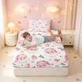 thumbnail image 3 of Manfei Christmas Santa Claus Fitted Sheet Full,Traditional Gift Bowknot Bed Set,Pink White,3 Pieces,1 Fitted Sheet and 2 Pillowcases, 3 of 6