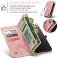 thumbnail image 4 of for Samsung Galaxy S25 Premium PU Leather Folding Case, Multiple Card Slots Design, Wrist Strap Zipper Pocket Kickstand Magnetic Snap, Wireless Charging for Samsung Galaxy S25, Pink, 4 of 10