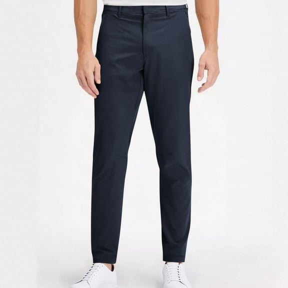 Fnnxeal Mens Chinos Pants with Hidden Button- Casual Lightweight Stretch Twill Business Classic Fit Long Pants Navy Pants for Men Size 3XL