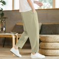 thumbnail image 3 of YLSDY Fashion Men's Casual Lightweight Pants Solid Color Drawstring Elastic Waist Baggy Trousers Beach Summer Vacation Outfits 2025 Beige XXL, 3 of 4