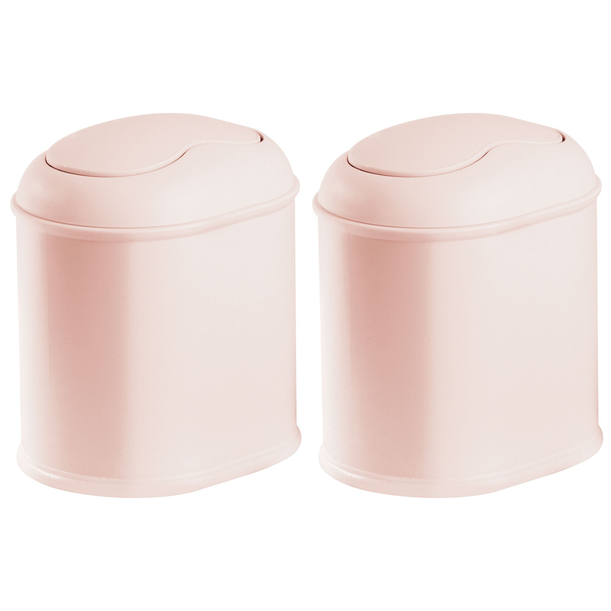mDesign Mini Trash Can with Swing Lid for Bath Vanity 2 Pack Light Gray 