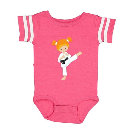 

Inktastic Cute Girl Orange Hair Karate Pose Black Belt Gift Baby Girl Bodysuit