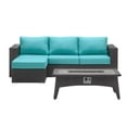 thumbnail image 3 of Modway Convene 3 Piece Set Outdoor Patio with Fire Pit in Espresso Turquoise, 3 of 10
