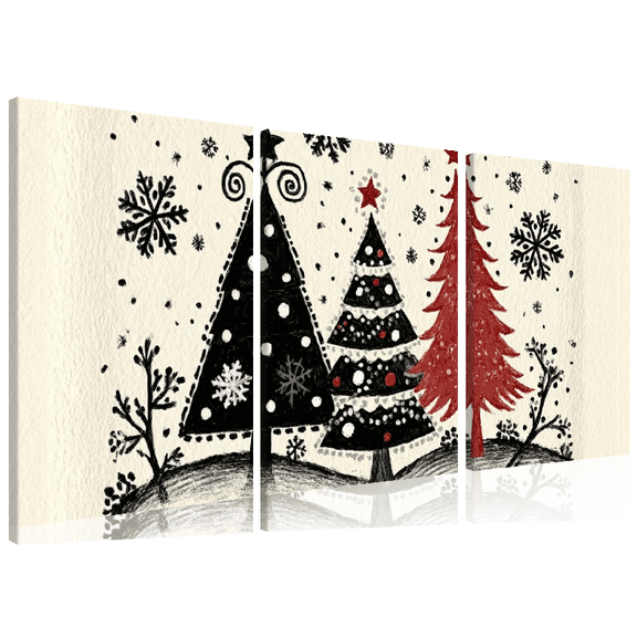 Ullo0ord 3pcs Art Deco Christmas Canvas Wall Art Set - Modern Wrapped Canvas Snowman Tree Prints, PineWoodFramed Festive Merry Christmas Posters for Home Office 12*16inch*3pcs