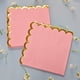 thumbnail image 1 of Xiao Hua 50 servilletas rosas con detalles dorados de 5 x 5 pulgadas, desechables, para decoración de fiestas, bodas, despedidas de soltera y baby showers, cenas y almuerzos (rosa B), 1 of 5