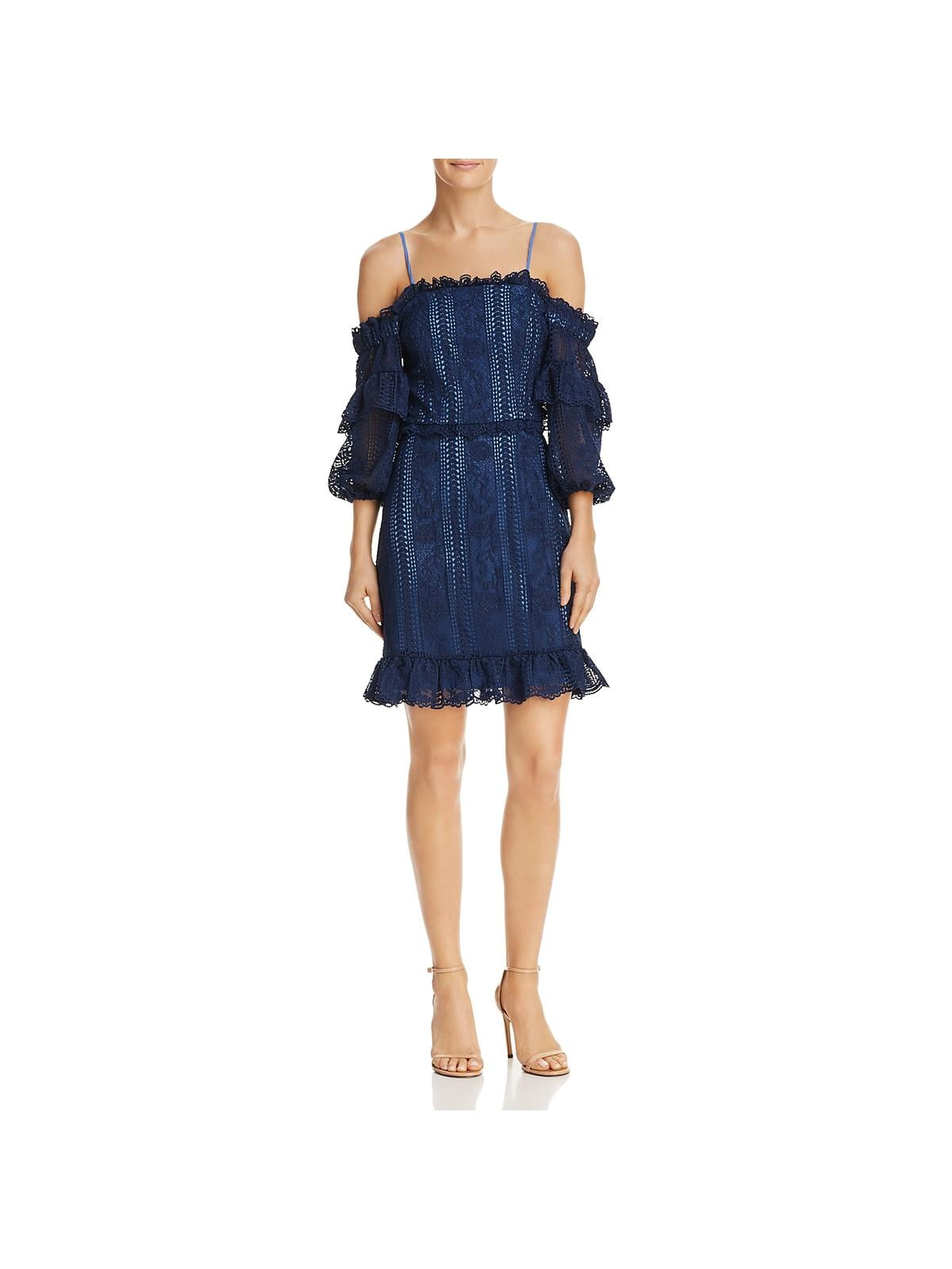 ruffle lace cold shoulder cocktail dress