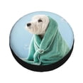 thumbnail image 3 of Easygdp Dog Wrapped In Towel Wheel Sun Guard, Spare Tire Cover,Universal Trailer Suv Truck Camper Travel,Easy To Install And Remove -15 Inch, 3 of 9