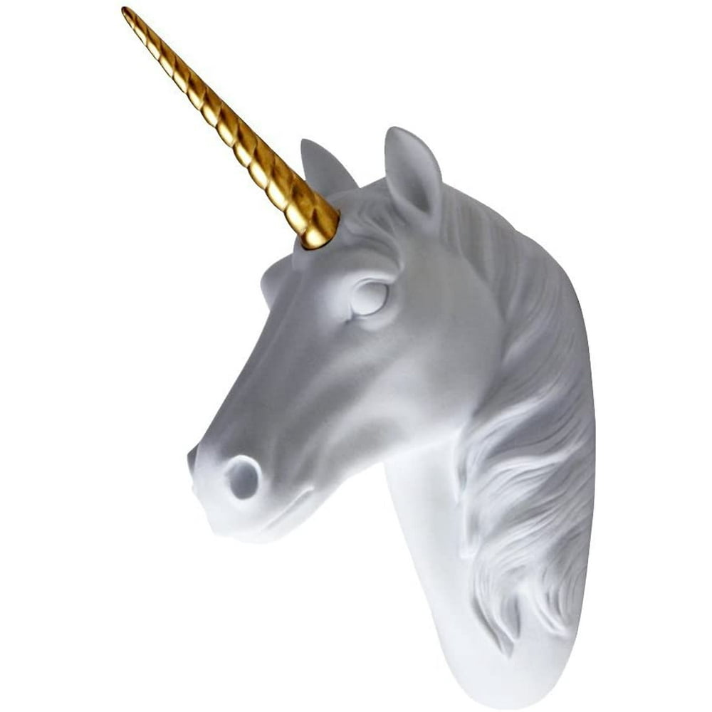 Smarten Arts Animal Head Wall Decor White Faux Furry/Felt/Velvety