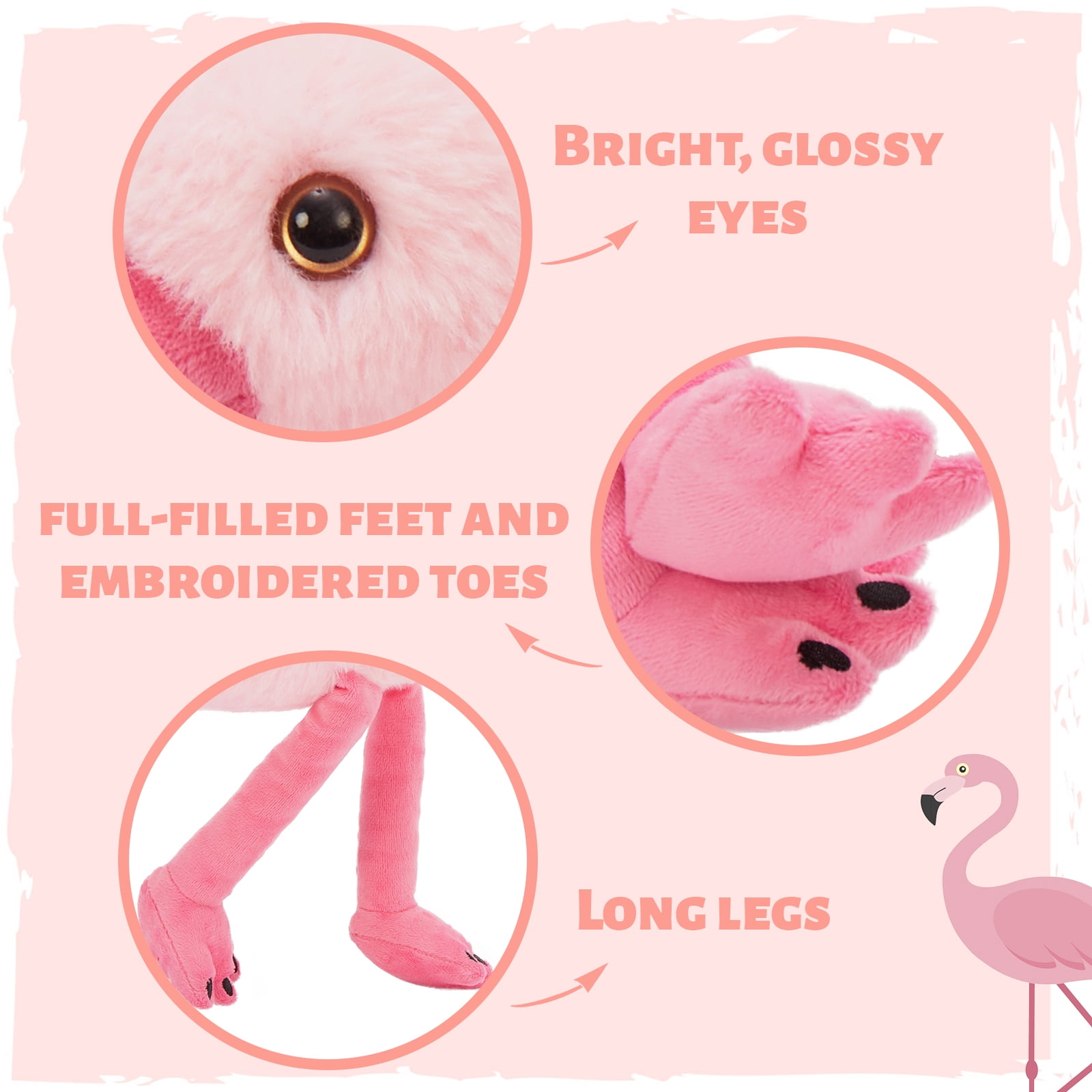 MorisMos 17.7'' Plush Flamingo Stuffed Animals with 4 Baby Flamingo Toy