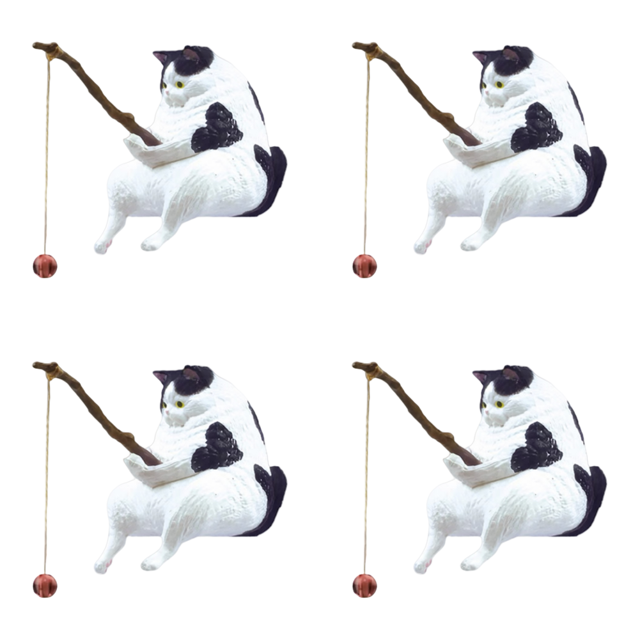Adorno Gato Pesca Mini Estatuilla Interior Del Coche (gato) Blanco