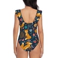 thumbnail image 5 of Goofa Colorful Fox Print Women's Ruffled One Piece Swimsuit V Neck, 5 of 7