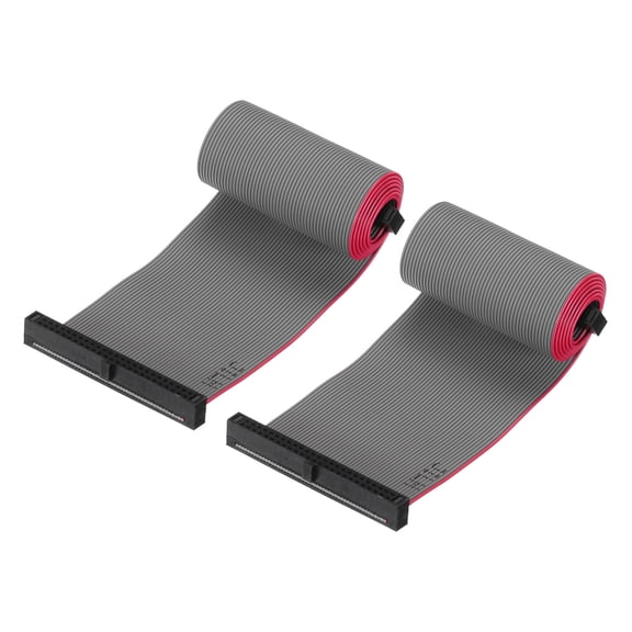 IDC 50Pin Flat Ribbon Cable, 1.27mm Pitch FC to FC Connector 30cm Length Grey Jumper Wire Computer DVD, 2Pcs