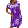 thumbnail image 1 of QIPOPIQ Robe Maxi pour Femme Plage Élégante à Manches Courtes Tendance Décontractée Robes Aguichant d'Été Robe à Volants Imprimé Floral Chandail à Enfiler Robe à Col Rond Offres 2023, 1 of 5