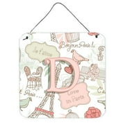 Carolines Treasures CJ2002-DDS66 Letter D Love In Paris Pink Wall and Door Hanging Prints