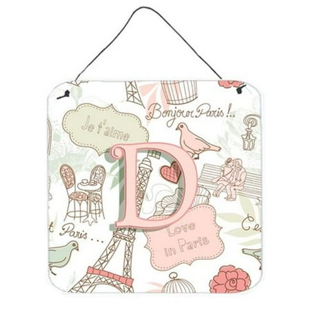 Carolines Treasures CJ2002-DDS66 Letter D Love In Paris Pink Wall and Door Hanging Prints